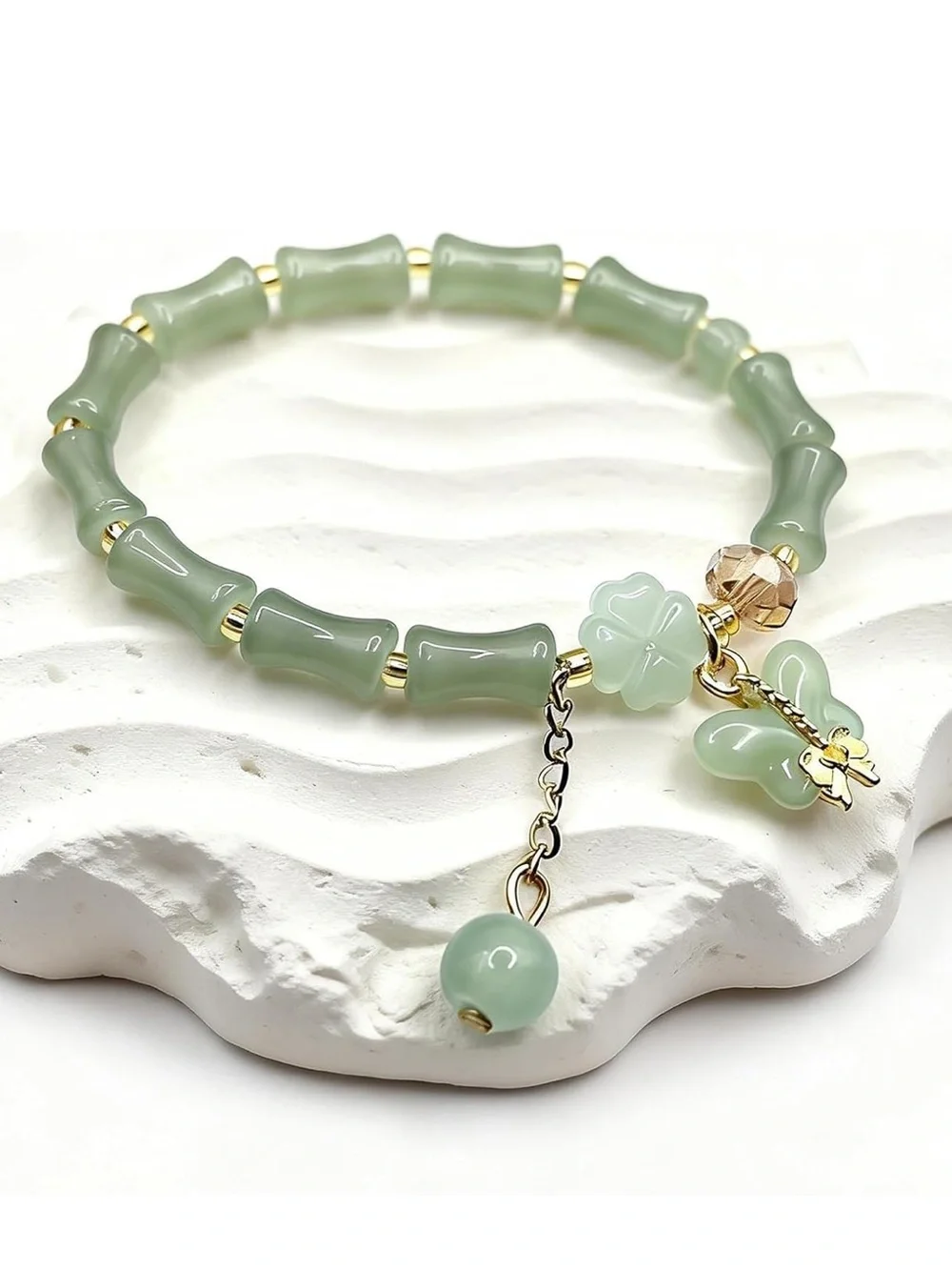 🆕New Green Jade Feng Shui Bracelet -Good Luck Chinese Blessing